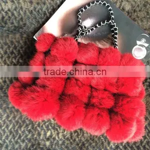 2016 New Design Rabbit Fur Pom Pom Bag/Wholesale And Retail/Fast Shipping/Super Quality thumbnail-5