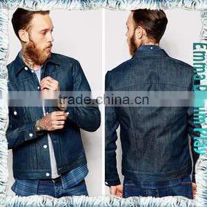 2016 Men's Retro Long Sleeve Button Up Top Design Best Jean Indigo Denim Jackets Wholesale thumbnail-2