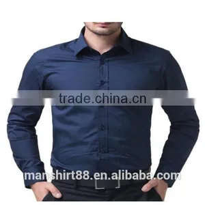 2016 New Wholesale Plain Color Slim Fit Long Sleeve Custom Men's Formal Dress Shirt thumbnail-3