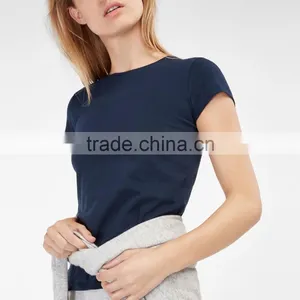 OEM Facotory China Wholesale Casual Customized Crew Neck Short Sleeve 95 Cotton /5 Elastane Blank T-shirt Women thumbnail-5