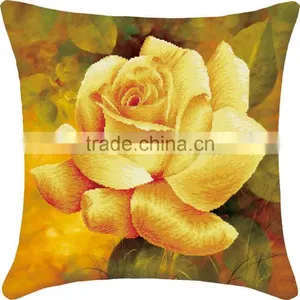 Wholesale Chinese Multicolor Flower Pattern Square Throw Pillow Cotton Hand Made Cross Stitch thumbnail-1