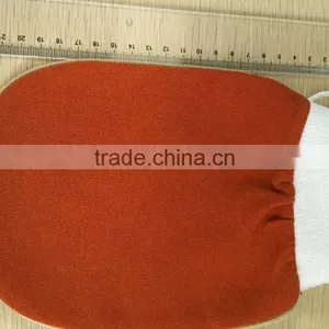 High Quality 150D Double Layers Gsm220 100% Viscose Moroccan SPA Gloves With Terry Elastic Band for Promotion REACH thumbnail-1