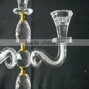 Wedding Decorative Candelabra,Crystal With Golden Metal Candle Holder thumbnail-3
