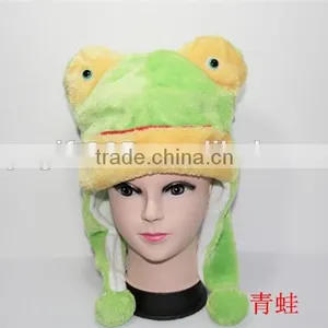 Frog Plush Warm Hat Cartoon Animal Cap Earmuff With Ear Poms thumbnail-1