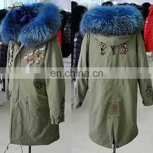 High-end Italy Style Super Big Fur Hood Military Long Fur Parka Jacket thumbnail-4