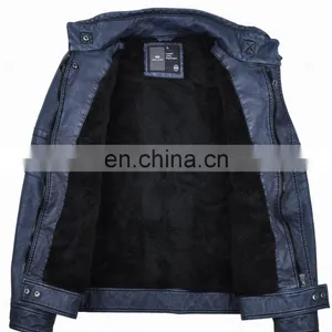 2015 Lastest Fashion Mens Handsome Fur Lined pu Leather Fur Coat thumbnail-2