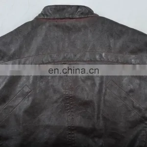 2015 Last Fashion Mens Handsome Motrocycle Slim Fit Leather Jacket thumbnail-6