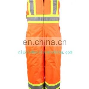 High Vislibility Orange Refelctive Winter Waterproof Thermal Work Bib Overalls Pants thumbnail-1