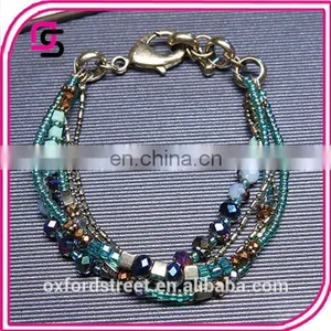 European Retro Fashion Multilayer Glass Bead Alloy Antique Bronze Bracelet thumbnail-3