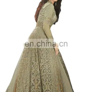2017 Wedding Parrty Wear Net Anarkali Style Lehenga Suits (Semi-Stitched) thumbnail-5