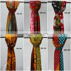 Handmade Kantha Quilted Scarf Indian Vintage Kantha Stoles thumbnail-1