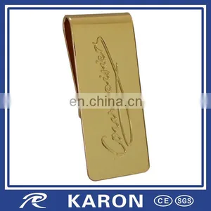 Custom Gold Plated Die Struck Logo Cash Bill Clip in Brass thumbnail-1