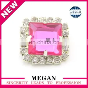 Flatback Square Shape Silver Rhinestone Crystal Button thumbnail-4