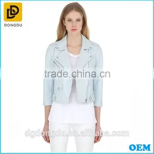Women Clothing Biker Jacket Factory Asymmetric Zip Lapel Collar Ladies Suede Life Jacket thumbnail-2
