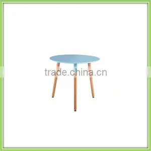 Solid Wood Legs And Blue Round Coffee Table Wood thumbnail-2