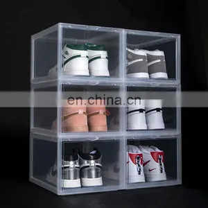 Drop Front Clear Stackable Shoe Box With Magnets Acrylic Storage Shoe Box Transparent Taizhou Custom Display Sneaker Box Case thumbnail-3