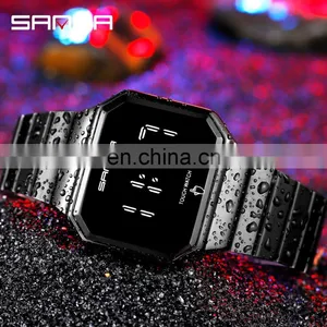 Sanda 8001 Luxury Touch Screen LED Wristwatch for Men Luminous Waterproof Steel Digital Watches thumbnail-4