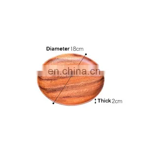 Eco-friendly Bamboo Wooden Serving Plate Natural Wood Plate Rack Kitchen Tableware Different Size Set for 3 thumbnail-5
