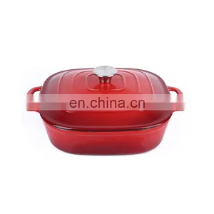 5 QT Square Cast Iron Non Stick Enamel Stew Pot thumbnail-1