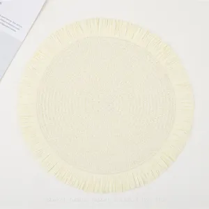 Custom Rattan Wholesale Eco-friendly Olive Green Colored Wedding Macrame Paper Place Mats thumbnail-3