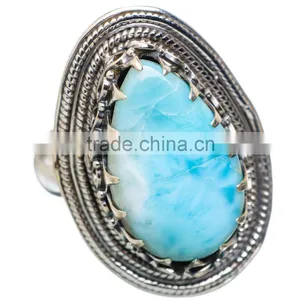 LARIMAR RING ,WHOLESALE SILVER JEWELRY,SILVER EXPORTER,SILVER JEWELRY FROM INDIA thumbnail-1