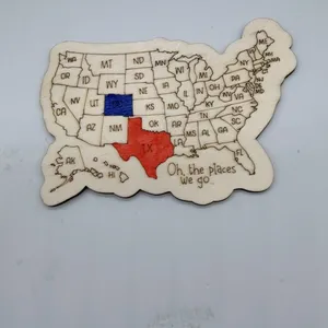 USA Map Wooden 3D thumbnail-2