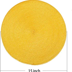 Yellow Color 4 Place Mats for Natural Woven Heat Resistant Place Mats 15 Inch Trivets for Hot Pots and Pans thumbnail-2