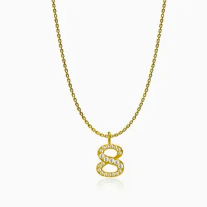 Digital Pendant Necklace Accessory, Non Fading Light Luxury High-end Feeling, Diamond Studded Chest Chain thumbnail-2
