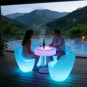 Modern Plastic Bar Luminous Table Chair Set Outdoor Club Use 16 Color Variable Lighting Waterproof Eco-Friendly Commercial thumbnail-2