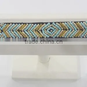 FASHION FABRIC HAND SEWN BEADED METAL TUBE HEAD BAND thumbnail-2