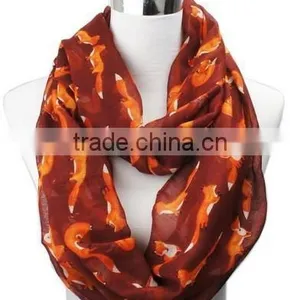 205 Foreign Trade New Loop Shawl Cute Animal Fox Print Women Fashion Scarf thumbnail-4