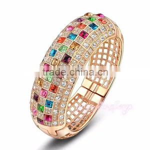 18k Gold Saudi Arabia Crystal Metal Beautiful Bangle Jewelry thumbnail-1