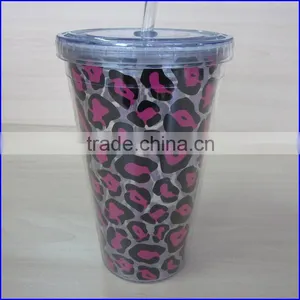BPA Free Acrylic Double Wall 16 oz Tumblers With Straw FDA Standard PVC or Paper Insert Mugs thumbnail-2