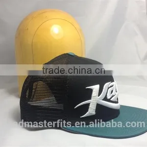 Wholesale Custom Blank Plain 3D Embroidery Flat Brim Trucker Cap Mesh Cap thumbnail-2