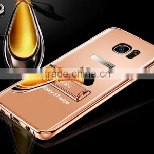 KXX Gold Series Stainless Steel Bumper With Acrylic Backplaneck Case for Samsung S7 Edge Luxury Mirror Back Stand Case MT-5580 thumbnail-6