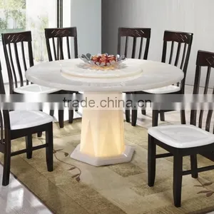 Marble Dining Table Wooden Chair Glowing Table Stand thumbnail-2