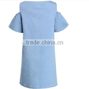 2014 New Design Women Denim Dress Pattern Fashion Design Off Shoulder Printing Bule Denim Sexy Dress thumbnail-4