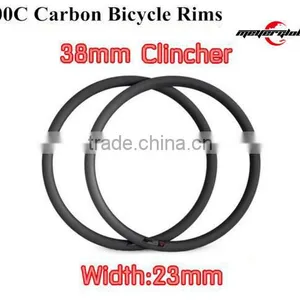 Road Bicycle Wheel Rims 700c 38mm Profile 23mm Width Carbon Road Bike Clincher Wheel Rims Carbon Clincher Wheel Bike Rims thumbnail-1