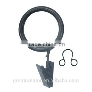 Matt Black Metal Curtain Ring W/Clip for 13mm/16mm/19mm Curtain Rod thumbnail-4