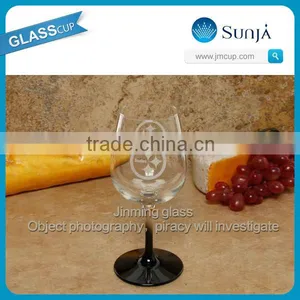 Decorated Wine Glass Wholesale Wine Glasses Black Stem Black White Dinnerware Healthful Ware Blown Glass Wine Glasses Black Stem thumbnail-1