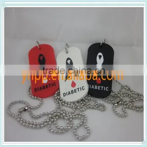 Custom MEDICAL Allergy DIABETIC Silicone Dog Tag Pendant Ballchain Necklace thumbnail-1