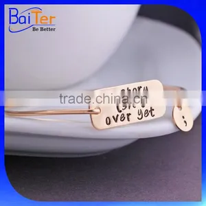 Custom Personalized Handwriting Word Charm Signature Bangle Bracelet thumbnail-3