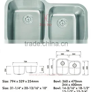 Double Undermount Stainless Steel Sink Double Bowl thumbnail-1