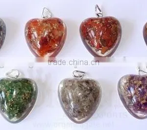 Orgone Heart Pendant Chakra Set : Wholesale Chakra Orgonite Heart Pendant thumbnail-1