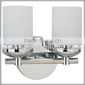 UL CUL Listed Modern Chrome 2 Light Hotel Bathroom Sconce With Opal Etched Glass W40284 thumbnail-1