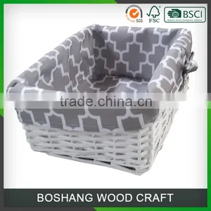Classic White Fabric Wicker Muffins Food Basket thumbnail-2