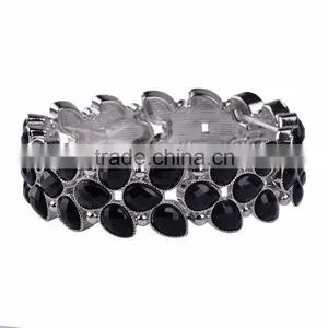 Free Sample 2016 New Design Silver Tone Acrylic Stones Women Bangle Bracelet thumbnail-1