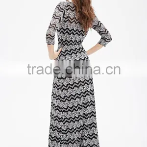 Floral and Chevron Lace New Fashion Woman Dress Maxi Long Dress thumbnail-2