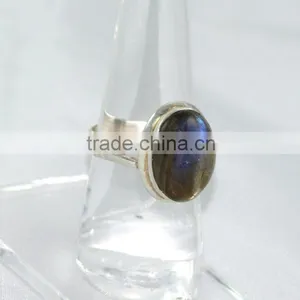 Labradorite Oval Cab 925 Sterling Silver Loose Gemstone Ring thumbnail-3