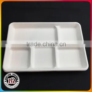 Biodegradable Unbleached Sugarcane Pulp Food Tray With 5 Compartments Quality Choice thumbnail-1